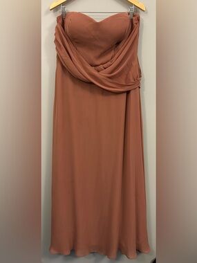 Birdy Grey Strapless Chiffon Gown in Terracotta Size XXL